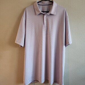 Michel Rouen Polo Shirt Mens 3XL Purple White Striped Performance Golf Tee